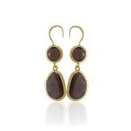 Kadir Jewellery 22 Ayar Altın Kaplama Kadın Taşlı Küpe -El İşçiliği Ve Hipoalerjenik Küpe (Bordo)