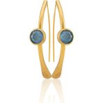 Kadir Jewellery 22 Ayar Altın Kaplama Kadın Taşlı Küpe -El Işçiliği ve Hipoalerjenik Küpe - Çivit
