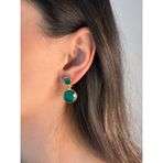 Kadir Jewellery 22 Ayar Altın Kaplama Kadın Taşlı Küpe -El Işçiliği ve Hipoalerjenik Küpe - Çok Renkli