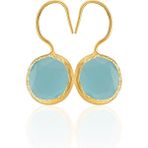 Kadir Jewellery 22 Ayar Altın Kaplama Kadın Taşlı Küpe -El İşçiliği Ve Hipoalerjenik Küpe -E01 (Açık Mavi)