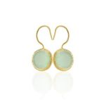 Kadir Jewellery 22 Ayar Altın Kaplama Kadın Taşlı Küpe -El İşçiliği Ve Hipoalerjenik Küpe -E01 (Açık Yeşil)