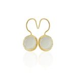 Kadir Jewellery 22 Ayar Altın Kaplama Kadın Taşlı Küpe -El İşçiliği Ve Hipoalerjenik Küpe -E01 (Beyaz)