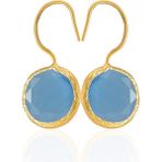 Kadir Jewellery 22 Ayar Altın Kaplama Kadın Taşlı Küpe -El Işçiliği ve Hipoalerjenik Küpe -E01 - Çivit
