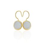 Kadir Jewellery 22 Ayar Altın Kaplama Kadın Taşlı Küpe -El İşçiliği Ve Hipoalerjenik Küpe -E01 (Gri)