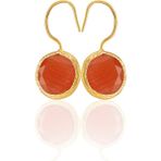 Kadir Jewellery 22 Ayar Altın Kaplama Kadın Taşlı Küpe -El İşçiliği Ve Hipoalerjenik Küpe -E01 (Kırmızı)