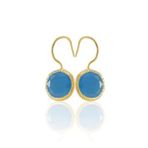 Kadir Jewellery 22 Ayar Altın Kaplama Kadın Taşlı Küpe -El İşçiliği Ve Hipoalerjenik Küpe -E01 (Koyu Mavi)