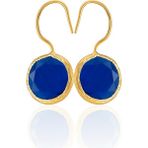 Kadir Jewellery 22 Ayar Altın Kaplama Kadın Taşlı Küpe -El Işçiliği ve Hipoalerjenik Küpe -E01 - Parlement Mavisi