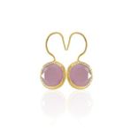 Kadir Jewellery 22 Ayar Altın Kaplama Kadın Taşlı Küpe -El İşçiliği Ve Hipoalerjenik Küpe -E01 (Pembe)