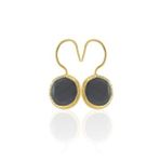 Kadir Jewellery 22 Ayar Altın Kaplama Kadın Taşlı Küpe -El İşçiliği Ve Hipoalerjenik Küpe -E01 (Siyah)