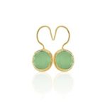 Kadir Jewellery 22 Ayar Altın Kaplama Kadın Taşlı Küpe -El İşçiliği Ve Hipoalerjenik Küpe -E01 (Yeşil)