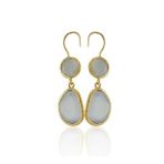 Kadir Jewellery 22 Ayar Altın Kaplama Kadın Taşlı Küpe -El İşçiliği Ve Hipoalerjenik Küpe (Gri)