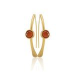 Kadir Jewellery 22 Ayar Altın Kaplama Kadın Taşlı Küpe -El İşçiliği Ve Hipoalerjenik Küpe (Kırmızı)