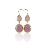 Kadir Jewellery 22 Ayar Altın Kaplama Kadın Taşlı Küpe -El İşçiliği Ve Hipoalerjenik Küpe (Pembe)
