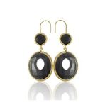 Kadir Jewellery 22 Ayar Altın Kaplama Kadın Taşlı Küpe -El İşçiliği Ve Hipoalerjenik Küpe (Siyah)