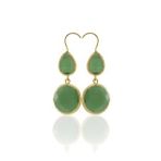 Kadir Jewellery 22 Ayar Altın Kaplama Kadın Taşlı Küpe -El İşçiliği Ve Hipoalerjenik Küpe (Yeşil)
