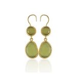 Kadir Jewellery 22 Ayar Altın Kaplama Kadın Taşlı Küpe -El İşçiliği Ve Hipoalerjenik Küpe (Zeytin Yeşili)