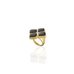 Kadir Jewellery 22 Ayar Altın Kaplama Kadın Zirkon Taşlı Yüzük (Siyah)