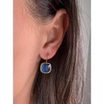 Kadir Jewellery 22 Ayar Altın Kaplama Kare Taşlı Küpe -El Işçiliği ve Hipoalerjenik Küpe - Çok Renkli
