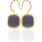 Kadir Jewellery 22 Ayar Altın Kaplama Kare Taşlı Küpe -El Işçiliği ve Hipoalerjenik Küpe - Menekşe