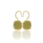Kadir Jewellery 22 Ayar Altın Kaplama Kare Taşlı Küpe -El İşçiliği Ve Hipoalerjenik Küpe (Zeytin Yeşili)