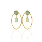 Kadir Jewellery 22 Ayar Altın Kaplama Vintage Küpe -El İşçiliği Ve Hipoalerjenik Küpe (Açık Yeşil)