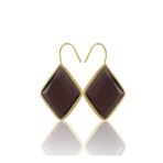 Kadir Jewellery 22 Ayar Altın Kaplama Vintage Küpe -El İşçiliği Ve Hipoalerjenik Küpe (Bordo)