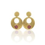 Kadir Jewellery 22 Ayar Altın Kaplama Vintage Küpe -El İşçiliği Ve Hipoalerjenik Küpe (Pembe)