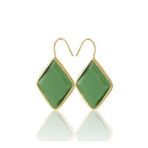 Kadir Jewellery 22 Ayar Altın Kaplama Vintage Küpe -El İşçiliği Ve Hipoalerjenik Küpe (Yeşil)