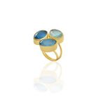 Kadir Jewellery 22 Ayar Altın Kaplama Zirkon Taşlı Ayarlanabilir Renkli Taşlı Yüzük