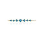 Kadir Jewellery 22 Ayar Altın Kaplama Zirkon Taşlı Ayarlanabilir Zincir Bileklik (Koyu Mavi)