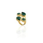 Kadir Jewellery 22 Ayar Altın Kaplama Zirkon Taşlı Kadın Vintage Yüzük (K.Yeşil)