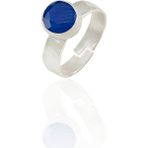Kadir Jewellery 925 Ayar Gümüş Kaplama Zirkon Taşlı Ayarlanabilir Kadın Minimal Yüzük - Parlement Mavisi