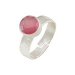 Kadir Jewellery 925 Ayar Gümüş Kaplama Zirkon Taşlı Ayarlanabilir Kadın Minimal Yüzük (Pembe)