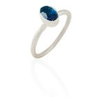 Kadir Jewellery 925 Ayar Gümüş Kaplama Zirkon Taşlı Kadın Minimal Yüzük - Parlement Mavisi