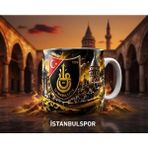 Kadorex Design Istanbulspor Siyah Altın Tasarımlı Kaliteli Kupa Bardak – Taraftar Kupası - Beyaz