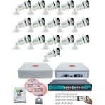 Kadraj 16 Kameralı güvenlik Ip Kamera Seti - 4mp Dış Mekan Kamera, 3.6mm Lens, H.265+, Poe, Gece Renkli Görüş, 16 Kanal Nvr, 16 Port Poe Switch, 2tb HDD - Beyaz