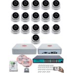 Kadraj 16 Kameralı Ip Dome Güvenlik Kamerası Seti | 4mp Ultra Hd, 30M Gece Görüş, Ses Alma, Uzaktan Izleme + 2tb H.d.d + 200M Cat6 - Beyaz