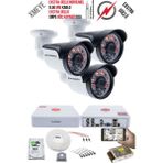Kadraj 3 Kameralı Güvenlik Kamera Seti - Ekstra Uzun Mesafeli Güçlü, 5mp Sony Lens, 70M Dayanıklı Kablolama, 6 Atom Led, 500GB H.d.d
