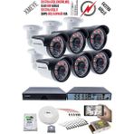 Kadraj 6 Kameralı Güvenlik Kamera Seti - Ekstra Uzun Mesafeli Güçlü, 5mp Sony Lens, 70M Dayanıklı Kablolama, 6 Atom Led, 500GB H.d.d