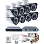 Kadraj 8'li Kamera Seti - 5mp Sony Seculensli 1080P, 6 Atom Led, Full Hd Ahd Güvenlik Kamerası Seti, Gece Görüşlü, IP66 Plastik Kasa - Beyaz