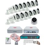 Kadraj Ip Güvenlik Kamera Seti - 1 Iç Mekan Ip Kamera, 12 dış Mekan Ip Kamera, 2tb H.d.d, 16 kanal Nvr, Gece Görüş, Uzaktan Izleme, Hareket Tabiki, Insan Tes - Beyaz