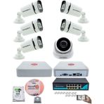 Kadraj Ip Güvenlik Kamera Seti - 1 Iç Mekan Ip Kamera, 5 dış Mekan Ip Kamera, 1tb H.d.d, 9 Kanal Nvr, Gece Görüş, Uzaktan Izleme, Hareket Tabiki, Insan Tespi - Beyaz