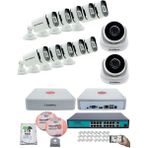 Kadraj Ip Güvenlik Kamera Seti - 2 iç Mekan Ip Kamera, 10 dış Mekan Ip Kamera, 2tb H.d.d, 16 kanal Nvr, Gece Görüş, Uzaktan Izleme, Hareket Tabiki, Insan Tes - Beyaz
