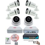 Kadraj Ip Güvenlik Kamera Seti - 2 İç Mekan Ip Kamera 4 Dış Mekan Ip Kamera 1 Tb H.d.d 9 Kanal Nvr Gece Görüş Uzaktan İzleme Hareket Tabiki İnsan Tespi - Beyaz