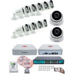 Kadraj Ip Güvenlik Kamera Seti - 2 iç Mekan Ip Kamera, 9 dış Mekan Ip Kamera, 2tb H.d.d, 16 kanal Nvr, Gece Görüş, Uzaktan Izleme, Hareket Tabiki, Insan Tesp - Beyaz