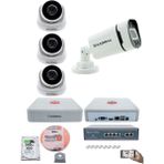 Kadraj Ip Güvenlik Kamera Seti - 3 İç Mekan Ip Kamera 1 Dış Mekan Ip Kamera 500 GB H.d.d 9 Kanal Nvr Gece Görüş Uzaktan İzleme Hareket Tabiki İnsan Tespi - Beyaz