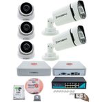 Kadraj Ip Güvenlik Kamera Seti - 3 İç Mekan Ip Kamera 2 Dış Mekan Ip Kamera 1 Tb H.d.d 9 Kanal Nvr Gece Görüş Uzaktan İzleme Hareket Tabiki İnsan Tespi - Beyaz