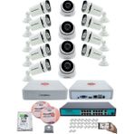 Kadraj Ip Güvenlik Kamera Seti - 4 iç Mekan Ip Kamera, 9 Dış Mekan Ip Kamera, 2tb H.d.d, 16 kanal Nvr, Gece Görüş, Uzaktan Izleme, Hareket Tabiki, Insan Tes - Beyaz
