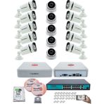 Kadraj Ip Güvenlik Kamera Seti - 5 iç Mekan Ip Kamera, 10 Dış Mekan Ip Kamera, 2tb H.d.d, 16 kanal Nvr, Gece Görüş, Uzaktan Izleme, Hareket Tabiki, Insan Tes - Beyaz