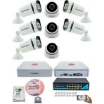 Kadraj Ip Güvenlik Kamera Seti - 5 İç Mekan Ip Kamera 3 Dış Mekan Ip Kamera 1 Tb H.d.d 9 Kanal Nvr Gece Görüş Uzaktan İzleme Hareket Tabiki İnsan Tespi - Beyaz